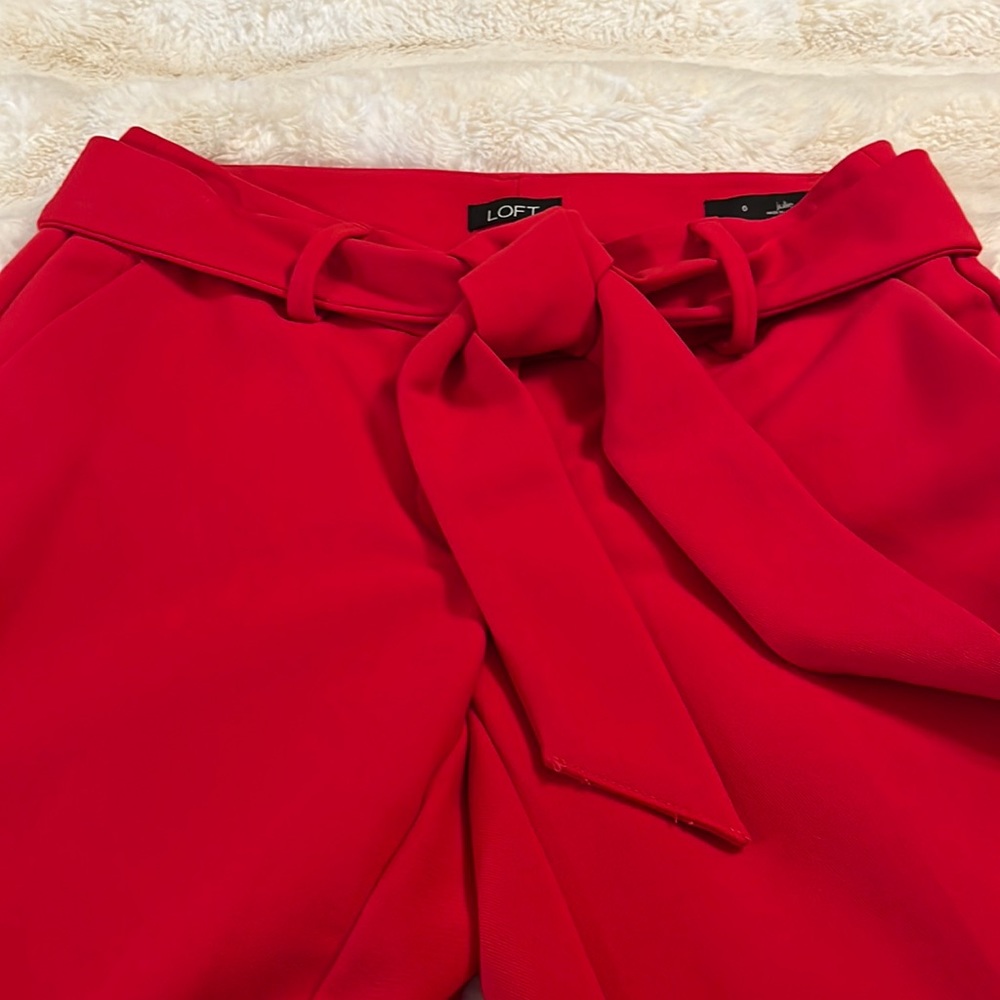 Loft, red belted dress slacks size 0